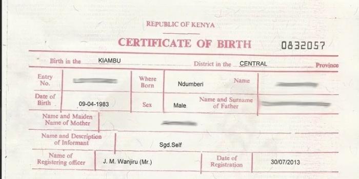 birth certificate