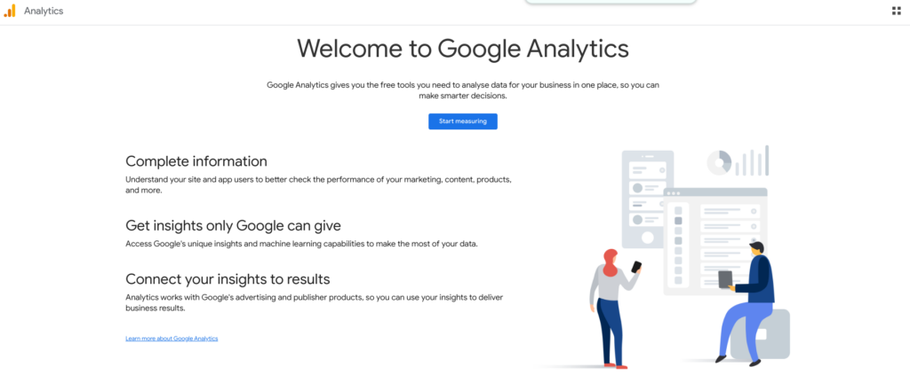 Google Analytics homepage